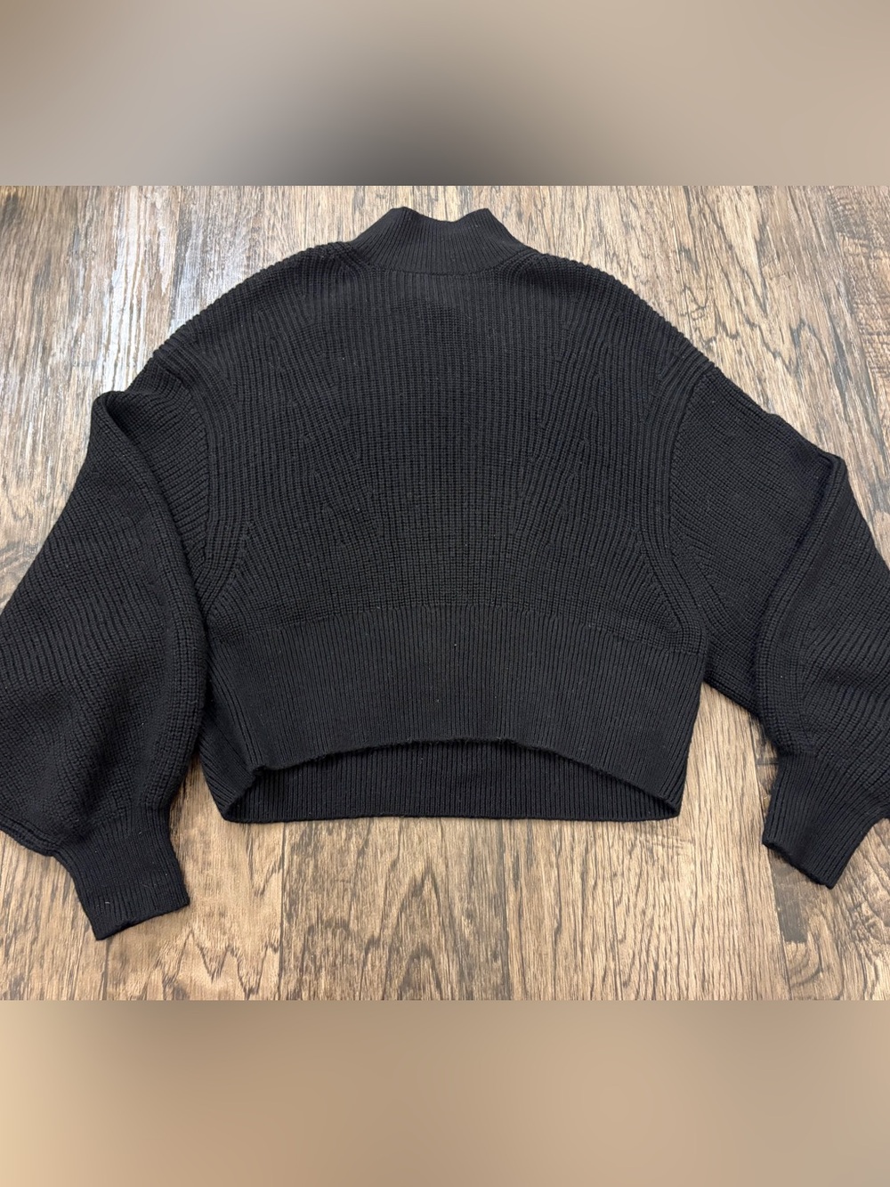 Banana Republic Black Cropped Cowl-Neck Ribbed Sweater